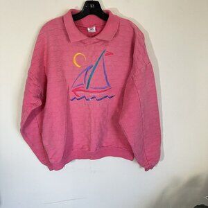 VTG Crazy Shirts Hawaii Laguna Beach Pullover Pink Long Sleeve Embroirdered M